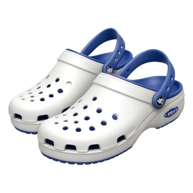 Pure white Crocs clogs, all-white straps and sole, no blue or other colors, matte white material, ventilation holes, dark background, realistic product photo, monoc sticker