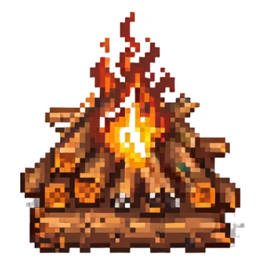 campfire with logs and flames sticker