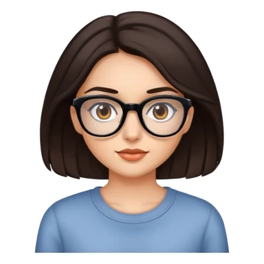 Beautiful brunette girl,with dark brown eyes, dark brown medium hair , with glasses  sticker