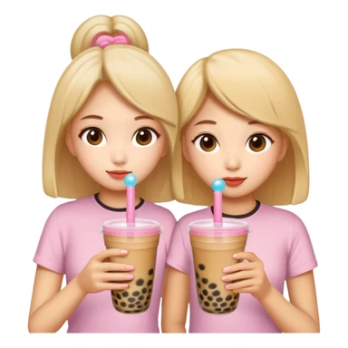 2 sisters drinking a bubble tea sticker
