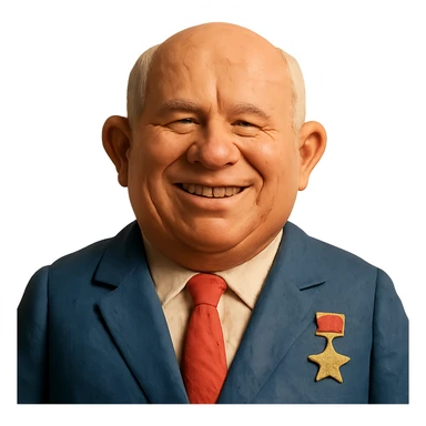 claymation style portrait of Nikita Khrushchev smiling sticker
