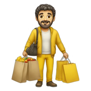 Armenian men doing shopping  in yellow clothes  sticker