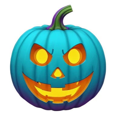 glowing jack-o'-lantern, only purple and cyan colors sticker