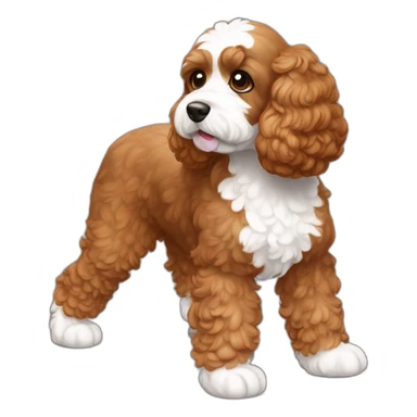 Reddish light brown cockapoo with small white patch on chin full body sticker