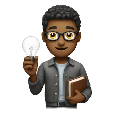men college student hold bulb in right hand sticker