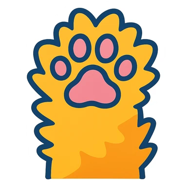 fluffy paw, exaggerated fluff, cartoon style, bright colors sticker