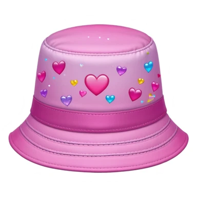Pink ombre bucket hat with hearts and glitter sticker