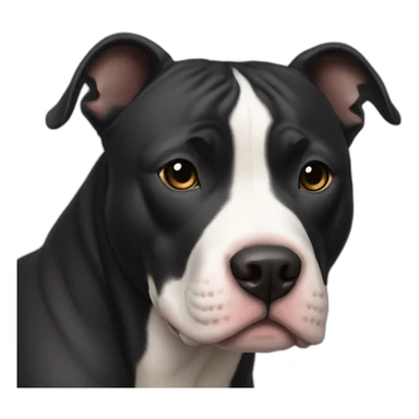 Black pitbull, white stripe nose to forehead. Right back leg in the air sticker