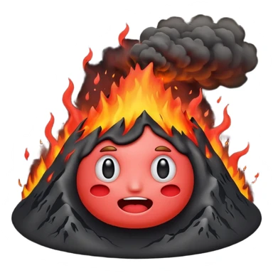 can i have an image of an red faced emoji with a small vocano th the top of its head erupting sticker