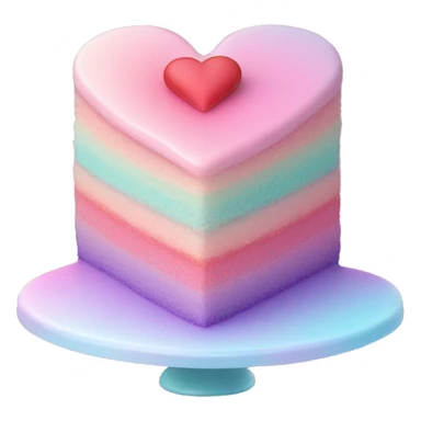 Iridescent gradient hue heart shaped cake with piping sticker