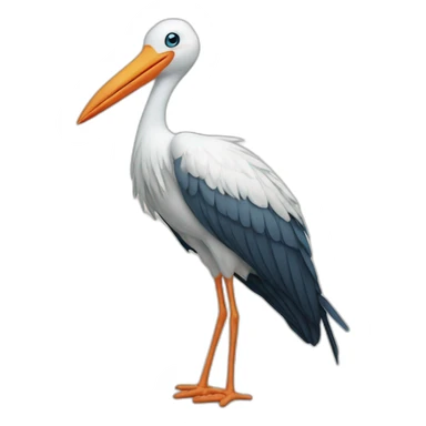 stork delivering baby boy in fabric held in its beak sticker
