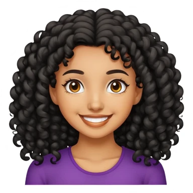 Tan skin girl with black curly hair smiling  sticker