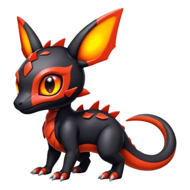 Cute Shiny Guilmon-Salandit-Umbreon-Fakémon-hybrid-creature (full body)  sticker