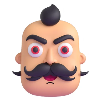 angry face with mustache sticker