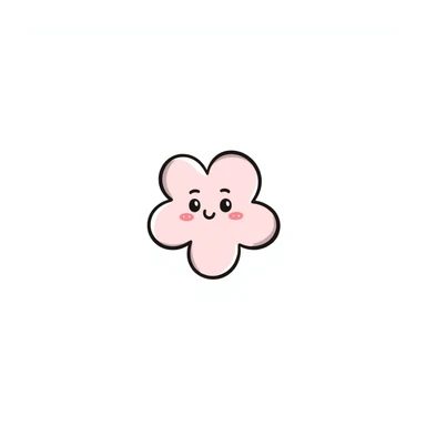 single soft pastel sakura blossom, Japanese hand-drawn kawaii style, full object, transparent background, with a gentle smile sticker