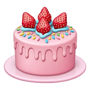 Pastel pink cake with strawberry and sprinkles sticker