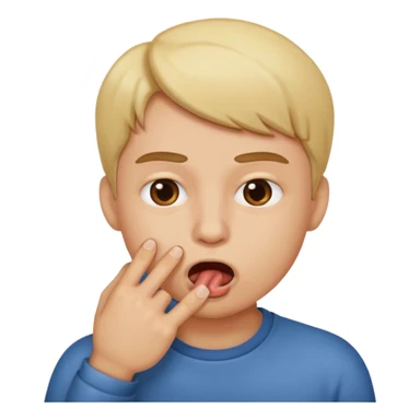 Mordendo um dedo dentro da boca com emoji sticker