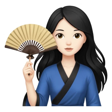 long haired folding fan holder sticker