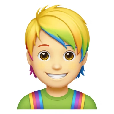 Yellow circle guy with rainbow hair sticker