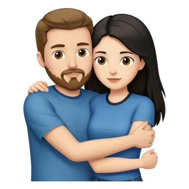 tall white guy with brown hair goatee mustache wearing t-shirt and jeans hugging a shorter white girl with long black hair sticker