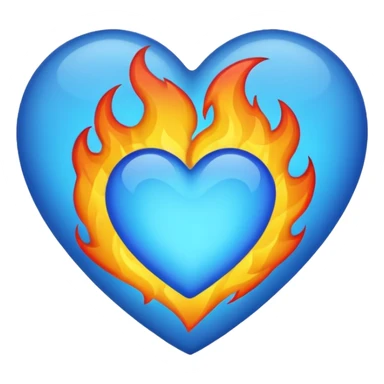 Fire blue heart sticker