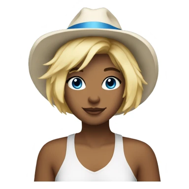 white hot with short blonde hair and blue cat hat sticker