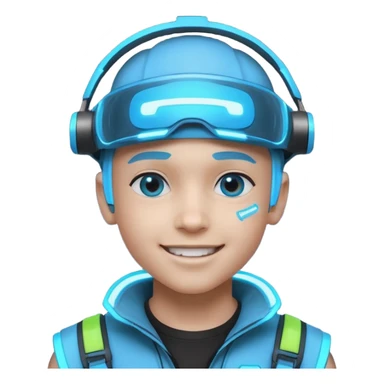 boy neon cyberpunk light blue happy sticker