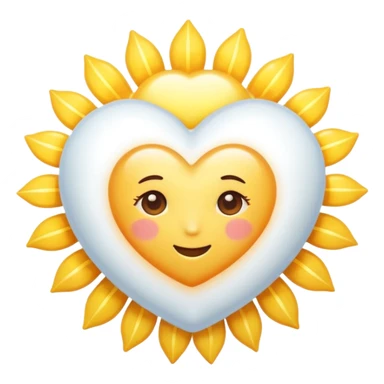 white heart with a sun and clouds sticker