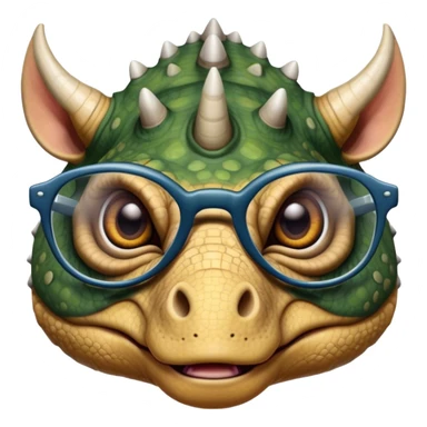 triceratops face with glasses sticker
