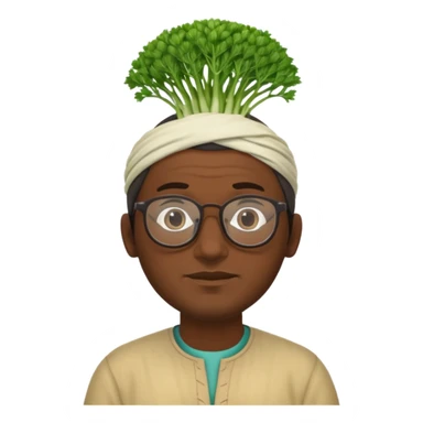 Half moroccan man with a fennel on his head and glasses on sticker