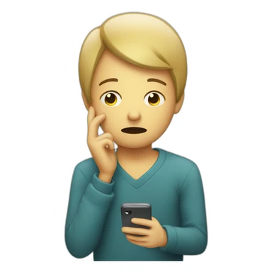 persona triste viendo un celular sticker