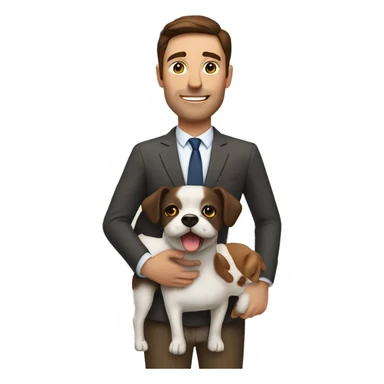 Brunette husband and wife with small white and brown dog sticker