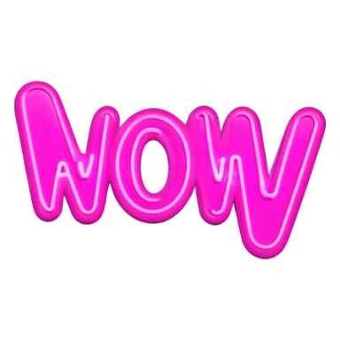 Pink neon sign with the word WOW sticker