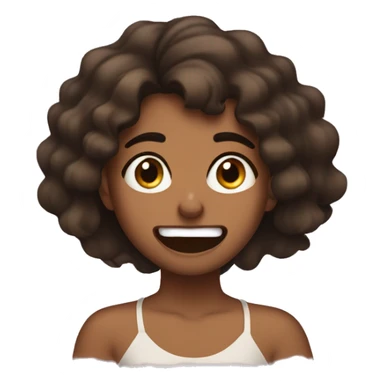 brown girl crying and mascara everywhere but smiling in pain sticker