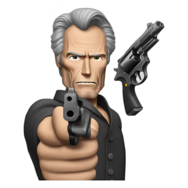 Clint Eastwood simulates a gun with the hand sticker