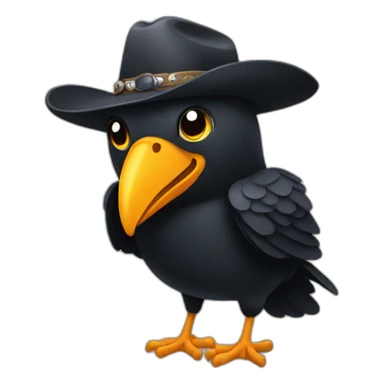 crow wearing cowboy hat sticker