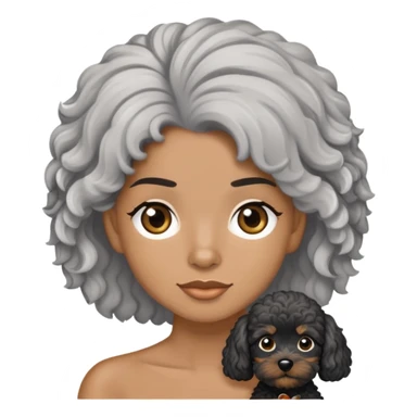 Salt and pepper hair 34 year old with black cavapoo sticker