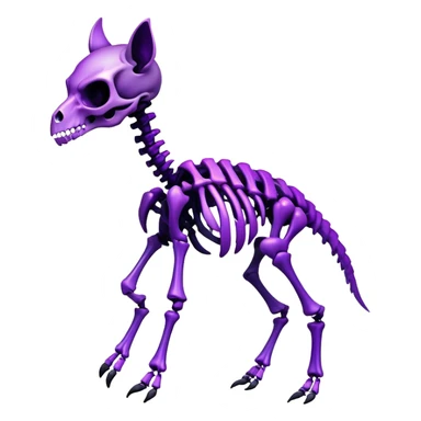 A black and purple gradient epic shiny cool edgy skeletal animal, full body sticker