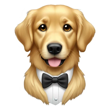 golden retriever in a tux sticker
