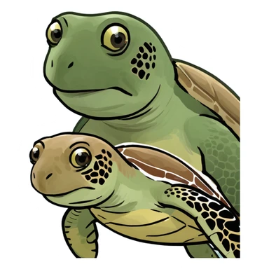 Sea turtle with a baby  sticker