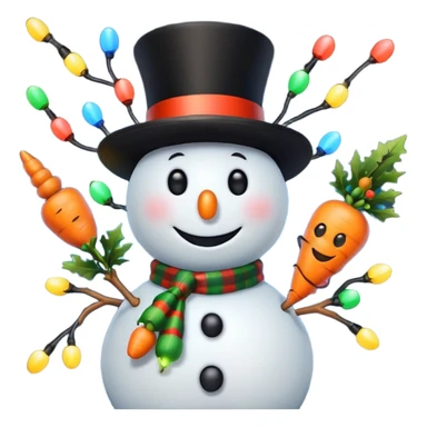 emoji snowman with christmas decor sticker