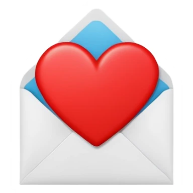 white envelope with a red heart sticker in the center, smooth and clean, minimal details, bright and saturated colors, glossy highlight


 sticker