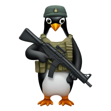 Soldier penguin with gun sticker