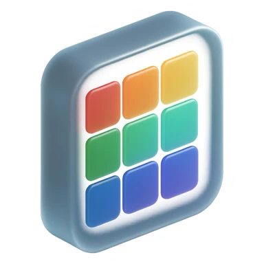 matte glass style 3D object with a colorful tile pattern visible inside sticker