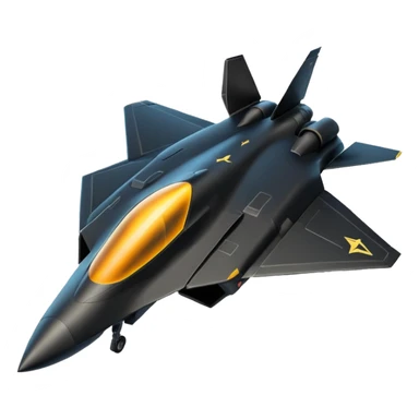 Illustrate a stealth fighter jet in matte black with angular body & glowing cockpit. sticker