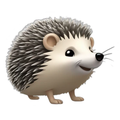 Hedgehog gray quills one black ear one white ear full body sticker