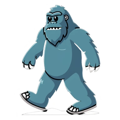 cute cartoon bigfoot with large footprints sticker