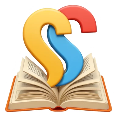 A minimalist emoji-style icon representing wordplay — symbolizing creativity with language. It features an open book or speech bubble merging with playful letters or word fragments, forming a clever visual pun. sticker