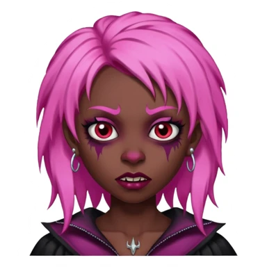 girl,darksinvampire, pink hair, very longhair , shaggy, dark, spooky,double eyebrow dermal piercing, creepy expression sticker