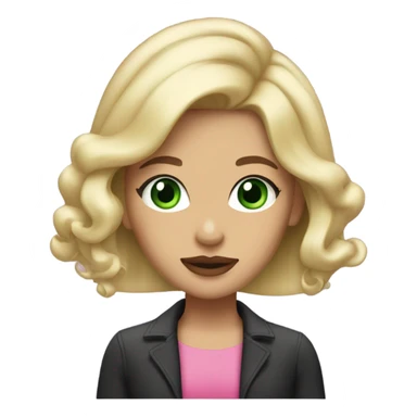 long blonde hair green eyes pretty girl big pink lips  haircut  sticker